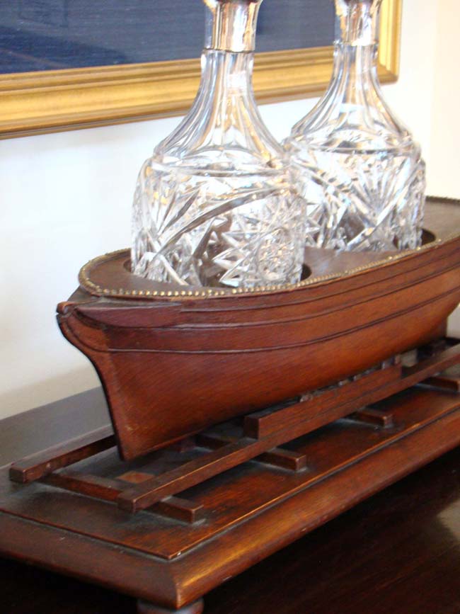 A Wonderful 19th century mahogany Decanter Stand in the form of a ship on a shipyard launching ramp circa 1850-1870. — image 2
